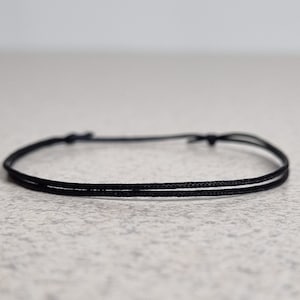 Thin Black String Bracelet, Simple Slip Knot Bracelet, Waterproof Surfer Bracelet