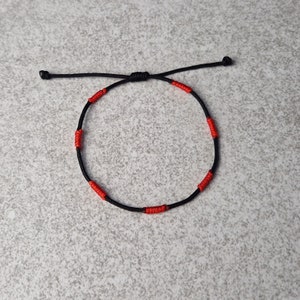 7 Knot Bracelet, Red And Black Rope Bracelet, Red Bracelet For Protection, Adjust Waterproof Nylon Bracelet