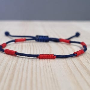 Adjustable 7 Knot Bracelet, Blue And Red Bracelet, Good Lucky Knot Bracelet, Nylon Rope Bracelet