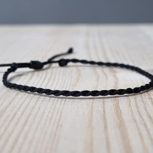 Mens Black String Bracelet, Simple Friendship Bracelet Black Minimalist Cord Bracelet, Nylon Rope Bracelet