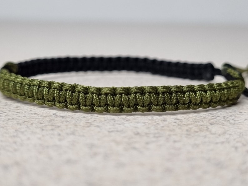 Two Colors Infinity Macrame Bracelet, Black and Army Green Knotted Friendship Bracelet