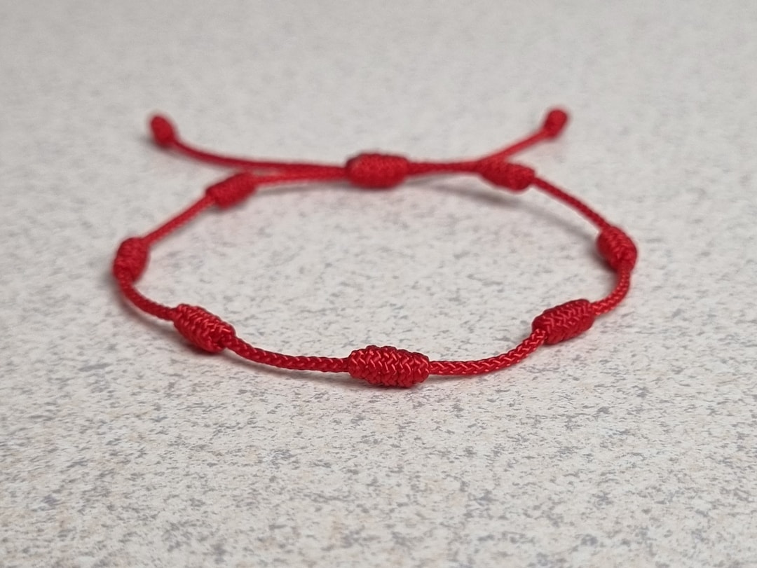 7 Knot Red Bracelet for Protection, Nylon Rope Bracelet, Fabric Men and ...