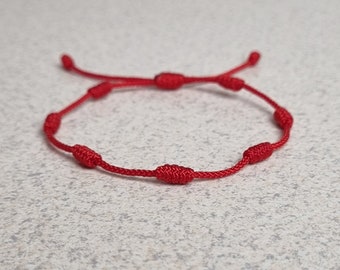 7 Knot Red Bracelet For Protection, Nylon Rope Bracelet, Fabric Men and Women Bracelet