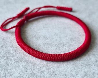 Pulsera tibetana de protección, pulsera roja para la buena suerte, pulsera de nudo chino, pulsera de nailon ajustable