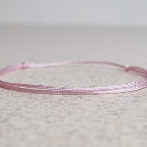 Thin Pink String Bracelet, Simple Slip Knot Bracelet, Waterproof Surfer Bracelet