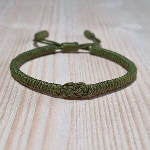 Tibetan Buddhist Bracelet, Army Green Bracelet For Good Luck, Lucky Knots Braided Rope Bracelet For Protection