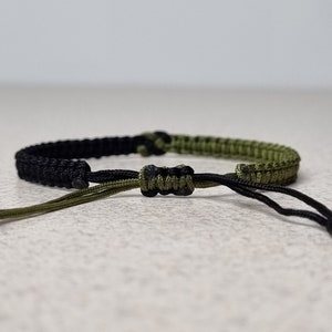 Two Colors Infinity Macrame Bracelet, Black and Army Green Knotted Friendship Bracelet