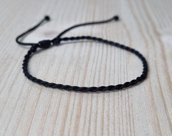 Bracelet cordon homme noir, bracelet d'amitié simple Bracelet cordon noir minimaliste, bracelet corde de nylon