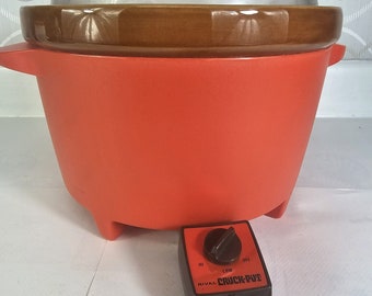 Vintage Rival Crock Pot Servidor de olla de cocción lenta 5 cuartos Naranja Modelo 3300-2