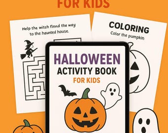 Halloween Activity Book for Kids | Printable Worksheet | Games, Coloring Pages, Puzzles and Tracing