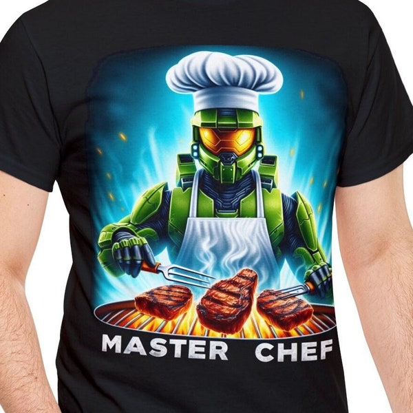 Master Chef Grilling fun tshirt  steak Halo gamer Master Chief Mens tee women shirt, great gift, Heavy Cotton Tee