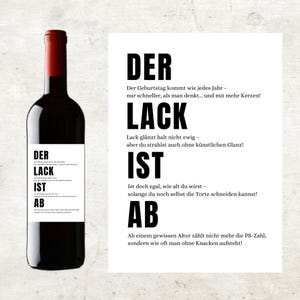 Etikett "Der Lack ist ab" – Lustiger Geburtstags Flaschenaufkleber für Frauen, Männer & beste Freundinnen 9 x 12 cm selbstklebend Version 1