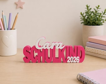 Personalisierter Schulkind Aufsteller mit Name & Jahr 2026 | Geschenk zur Einschulung | 3D Druck | Dekoration Schulanfang Schulkind 2026