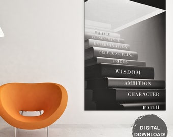 Arte de pared imprimible Descarga de libros de inspiración para imprimir Arte de pared digital minimalista Arte de dígitos imprimible Descarga instantánea Arte de pared moderno