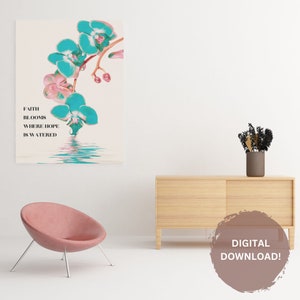Digital Print Wall Art Decor Printable Digital Art Instant Download Floral Wall Art Digital Prints Teal Wall Art for Digital Download Art
