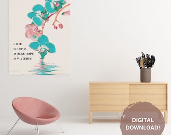 Digital Print Wall Art Decor Printable Digital Art Instant Download Floral Wall Art Digital Prints Teal Wall Art for Digital Download Art