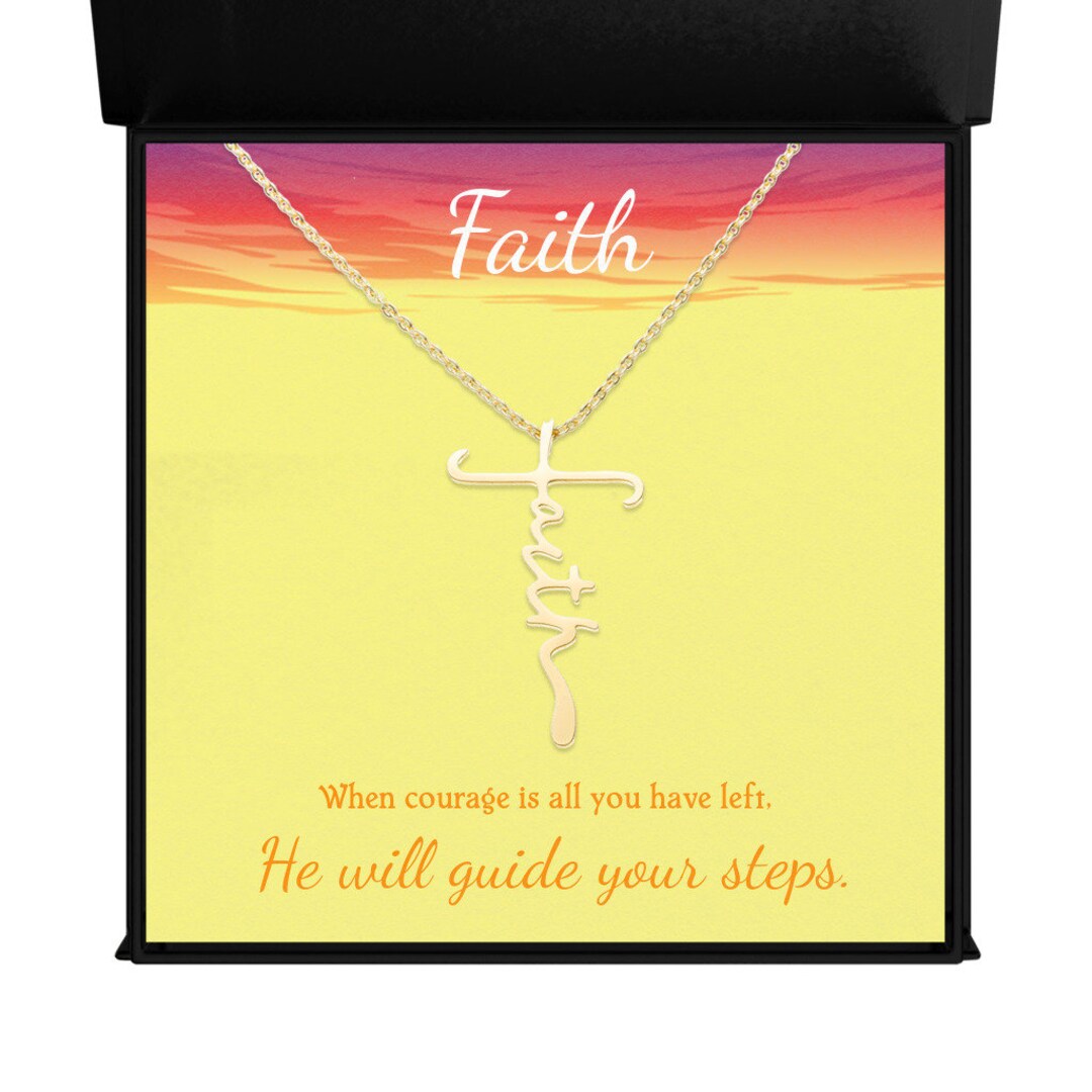Faith Necklace Faith Forever Faith Cross Necklace Message Etsy