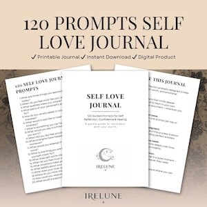 Self Love Journal, 120 Guided Prompts for Self Reflection, Shadow Work Prompts, Self Worth Workbook, Healing Journal Printable