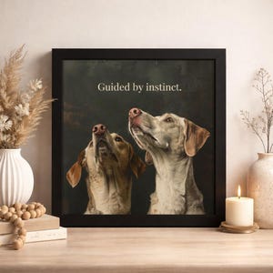 Guided by Instinct Framed Wall Art | Moody Dog Art Print | Elegant Dark Home Decor