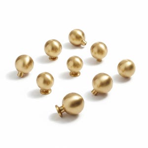 Solid Brass Round Cabinet Knobs: Modern Gold Ball Drawer Pulls