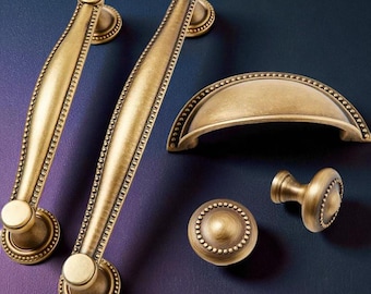 Manijas de latón macizo con forma de concha: pomos y tiradores de cajón antiguos vintage