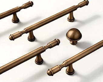 Tiradores antiguos de latón macizo: tiradores vintage para armarios de cocina y muebles.