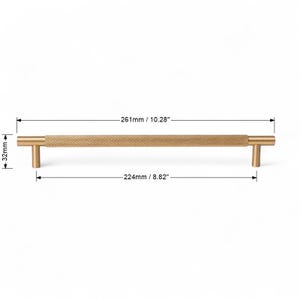 Measurement image of solid brass gold handle – minimalist cabinet hardware dimensions.