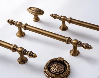Antique Brass Cabinet Handles – Vintage European Style Drawer Pulls