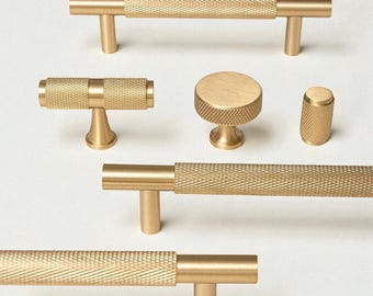 Solid Brass Gold Handles & Knobs – Modern Minimalist Cabinet Hardware