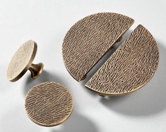 Pomos modernos de latón para gabinetes: tiradores redondos y en forma de media luna para cajones de cocina