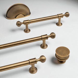 Antique Brass Cabinet Handles, Solid Brass Drawer Knobs