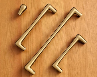 Solid Brass Teardrop Cabinet Handle: Modern Gold Drawer Pull