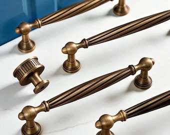 Antique Brass Cabinet Handles – Solid Brass Drawer Knobs and Pulls