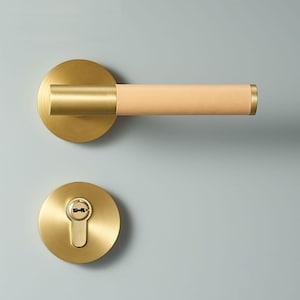 Pink leather modern door handle set for home or office
