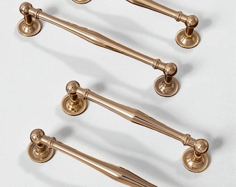 Luxus-Schrankgriffe aus massivem Messing - polierte Goldschubladenknäufe und -knäufe