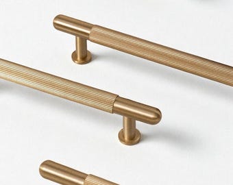 Tiradores de latón macizo para armarios – Tiradores de cajón en oro cepillado para muebles