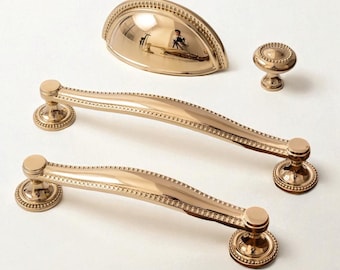 Manijas y pomos de latón macizo dorado de lujo para gabinetes – Tiradores de cajón pulidos