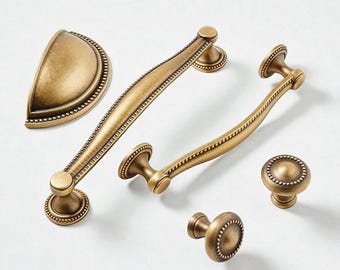 Manijas de concha de latón antiguo: pomos y tiradores de cajón de latón macizo