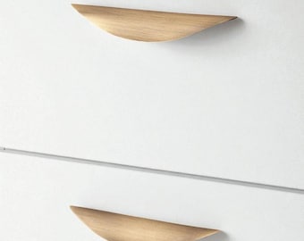 Manijas de gabinete de hoja de latón cepillado, herrajes para muebles y decoración del hogar