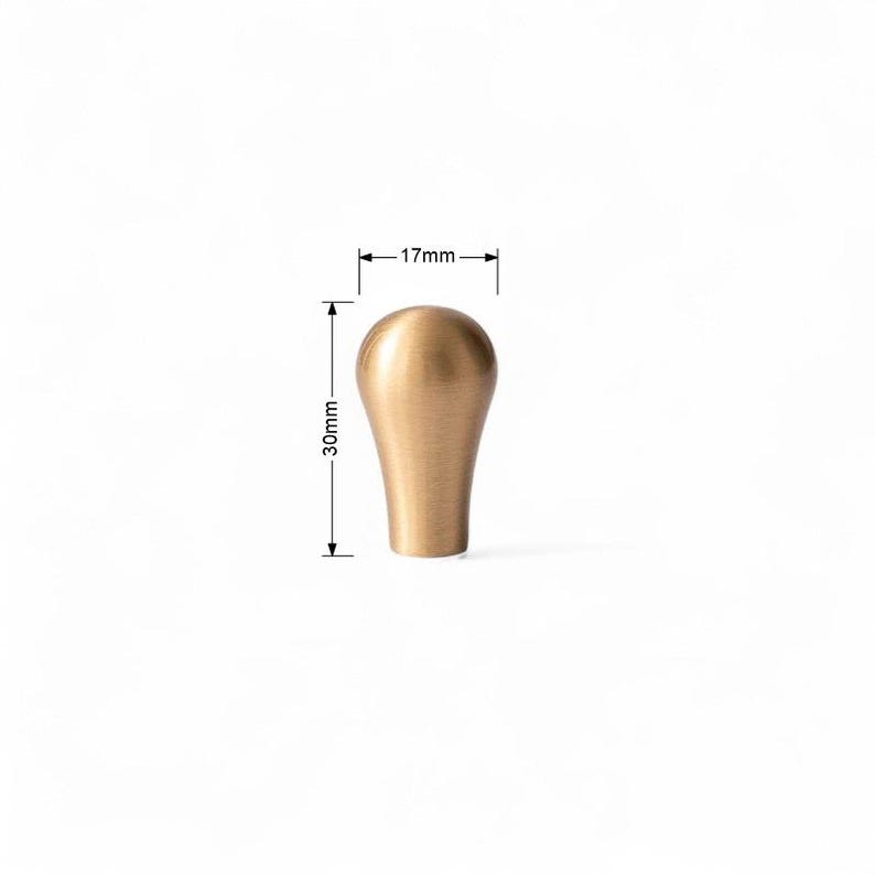 Measurement image showing brushed gold solid brass knob dimensions – modern cabinet hardware.