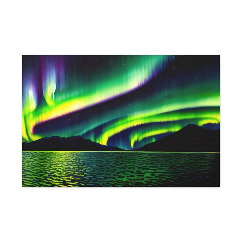 Northern Lights, Canvas Print, Oil on Canvas, Landscape Painting