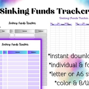 Sinking Funds Tracker budget Spreadsheet digital download savings printable