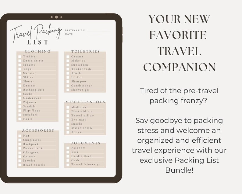 Beige Editable Travel Packing List | Print Your Packing List or Use It ...