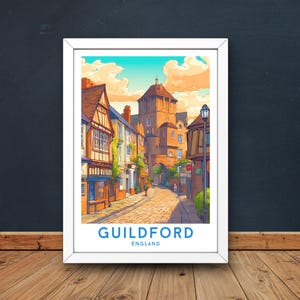 Guildford Castle England Poster Frame Wall Art, Guildford Castle England Print, Guildford Castle England City Print Gift Digital