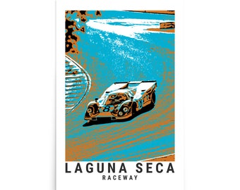Poster in carta fotografica lucida della pista di Laguna Seca del cavatappi.
