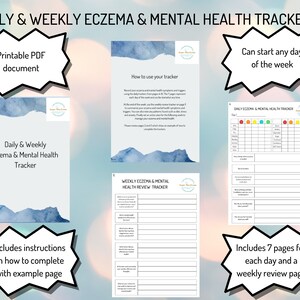 Daily and Weekly Eczema and Mental Health Tracker - Printable PDF
