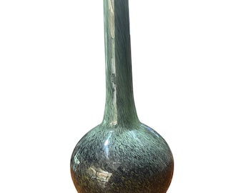Hand-Blown Art Glass Vase – Green Textured