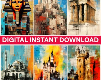 Pharaoh Png Bundle, Castle Png Bundle, Architecture Png, Building Png, Mosque Png, Parthenon Png, Digital Bundle Png