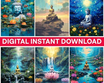 Buddha Png Bundle, Lotus Flower Png, Buddha Art, Digital Download, Spiritual Png, Meditation Png, Buddha Statue, Zen Decor