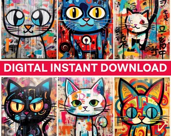 Graffiti Cat Png, Cat Clip Art, Cute Cat, Cat Bundle Png, Cat Lover Gift, Cat Graffiti, Instant Download